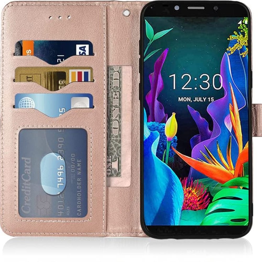 Wallet Phone Cases LG-K20 2019 Women Men Rose Gold